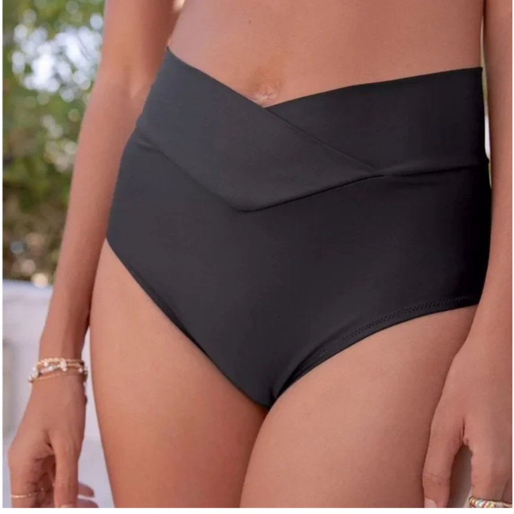 aerie Black High-Waist Bikini Bottoms